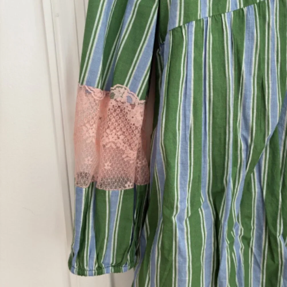 Anthropologie Green and Pink Dress M - Picture 6 of 10